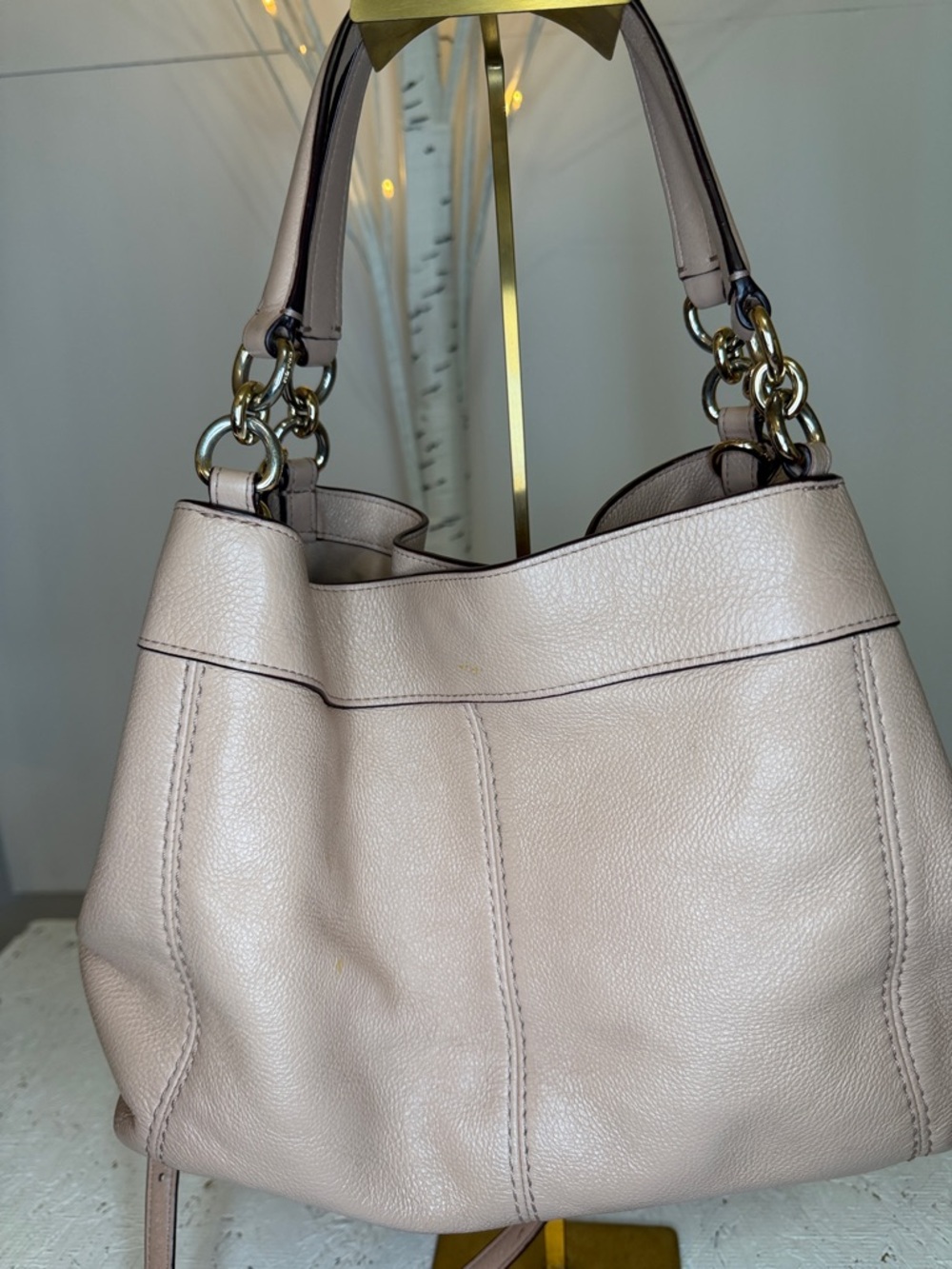 Coach EUC Lexy Beachwood pebbled Leather Blush convertible bag Stunning! - Picture 5 of 10